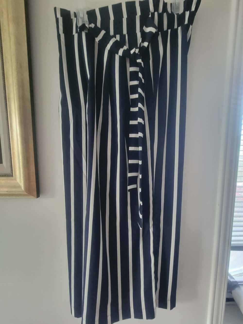 mine Navy and White Striped Wide-Leg Pants